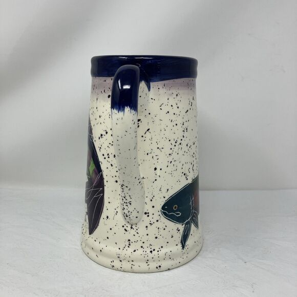 OTAGIRI SHORELINES BY JULIE UELAND 8.5" Earthenware Pitcher Fish ENESCO 1996 - Picture 4 of 15